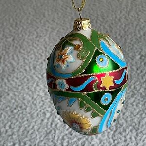 Joan Rivers Russian Faberge Inspired‎ Egg Ornament Green Gold Pink Floral 2009